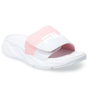 FILA Zen Slide Layered Women's Sandals Slides Athletic Casual Pink White 6